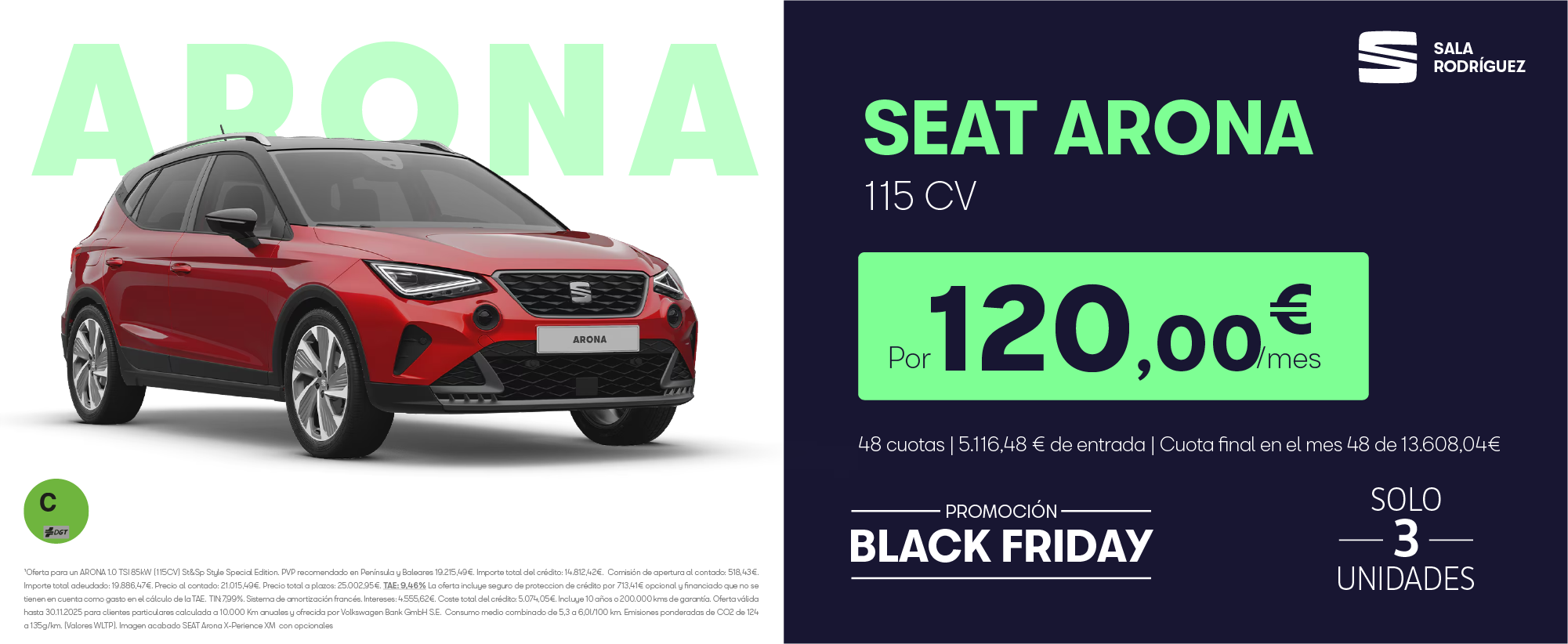 ▷ ¡Promoción Black Friday! SEAT Arona por 120€/mes* | Concesionarios SEAT